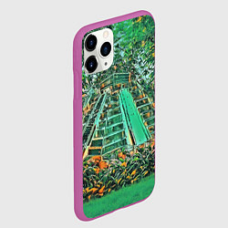 Чехол iPhone 11 Pro матовый Башня в джунглях, цвет: 3D-фиолетовый — фото 2