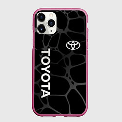 Чехол iPhone 11 Pro матовый Toyota - монохромный аква, цвет: 3D-малиновый