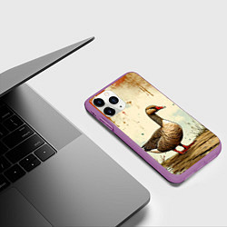 Чехол iPhone 11 Pro матовый Гусь, цвет: 3D-фиолетовый — фото 2