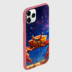 Чехол iPhone 11 Pro матовый Краб в космосе, цвет: 3D-малиновый — фото 2
