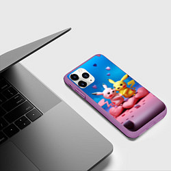 Чехол iPhone 11 Pro матовый Влюбленные Пикачу, цвет: 3D-фиолетовый — фото 2