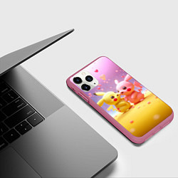 Чехол iPhone 11 Pro матовый Желтые и розовый Пикачу, цвет: 3D-малиновый — фото 2