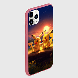 Чехол iPhone 11 Pro матовый Пикачу - день святого Валентина, цвет: 3D-малиновый — фото 2