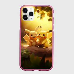 Чехол iPhone 11 Pro матовый Милые покемоны, цвет: 3D-малиновый