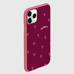 Чехол iPhone 11 Pro матовый Сердца ко дню Святого Валентина, цвет: 3D-малиновый — фото 2