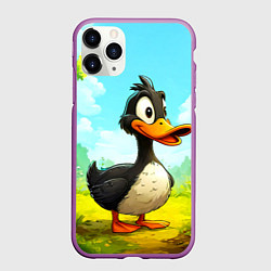 Чехол iPhone 11 Pro матовый Веселая уточка, цвет: 3D-фиолетовый