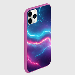 Чехол iPhone 11 Pro матовый Молнии - текстура, цвет: 3D-фиолетовый — фото 2