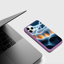 Чехол iPhone 11 Pro матовый Объемные соты, цвет: 3D-фиолетовый — фото 2