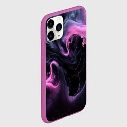 Чехол iPhone 11 Pro матовый Фиолетовое пламя на черном, цвет: 3D-фиолетовый — фото 2