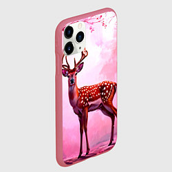 Чехол iPhone 11 Pro матовый Олень в розовом свете, цвет: 3D-малиновый — фото 2
