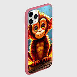 Чехол iPhone 11 Pro матовый Обезьянка в огне, цвет: 3D-малиновый — фото 2