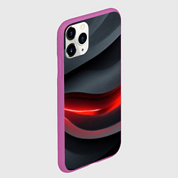 Чехол iPhone 11 Pro матовый Плавная красно-черная текстура, цвет: 3D-фиолетовый — фото 2