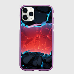 Чехол iPhone 11 Pro матовый Неоновая разбитая стена - текстура, цвет: 3D-фиолетовый
