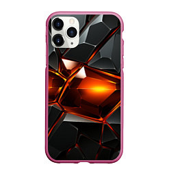 Чехол iPhone 11 Pro матовый Красные стекла и черные камни - текстура, цвет: 3D-малиновый