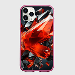 Чехол iPhone 11 Pro матовый Красные алмазы и черные камни, цвет: 3D-малиновый