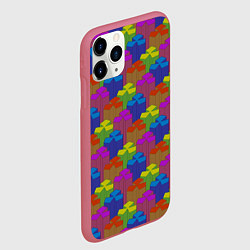 Чехол iPhone 11 Pro матовый Изометрический узор из разноцветных блоков, цвет: 3D-малиновый — фото 2