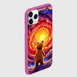 Чехол iPhone 11 Pro матовый Медвежонок смотрит в космос, цвет: 3D-фиолетовый — фото 2
