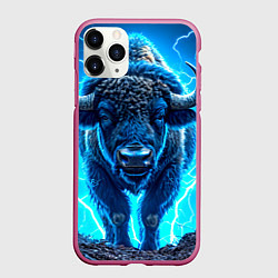 Чехол iPhone 11 Pro матовый Буйвол в разряде молнии, цвет: 3D-малиновый
