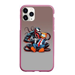 Чехол iPhone 11 Pro матовый Venom and Duck-Donald - ai art fantasy, цвет: 3D-малиновый