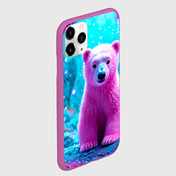 Чехол iPhone 11 Pro матовый Белый розовый медведь, цвет: 3D-фиолетовый — фото 2
