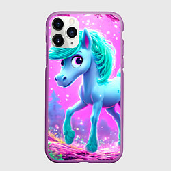 Чехол iPhone 11 Pro матовый Бирюзовая лошадка, цвет: 3D-фиолетовый