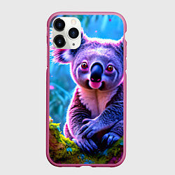 Чехол iPhone 11 Pro матовый Коала на дереве, цвет: 3D-малиновый
