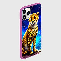 Чехол iPhone 11 Pro матовый Гепард в звездную ночь, цвет: 3D-фиолетовый — фото 2