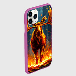 Чехол iPhone 11 Pro матовый Лось в огне, цвет: 3D-фиолетовый — фото 2