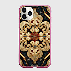 Чехол iPhone 11 Pro матовый Узоры ковра, цвет: 3D-малиновый