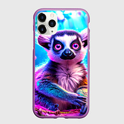 Чехол iPhone 11 Pro матовый Лемур в сказочном лесу, цвет: 3D-фиолетовый