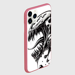 Чехол iPhone 11 Pro матовый Свирепая морда Венома - ядовитая слизь, цвет: 3D-малиновый — фото 2