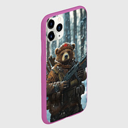 Чехол iPhone 11 Pro матовый Русский медведь с автоматом, цвет: 3D-фиолетовый — фото 2