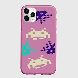 Чехол iPhone 11 Pro матовый Пиксели фильтр, цвет: 3D-малиновый