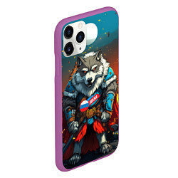 Чехол iPhone 11 Pro матовый Wolf Russia, цвет: 3D-фиолетовый — фото 2