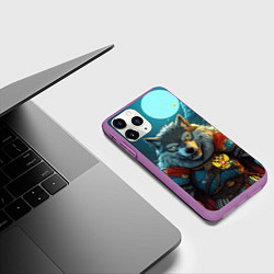 Чехол iPhone 11 Pro матовый Серый волк с гербом РФ, цвет: 3D-фиолетовый — фото 2