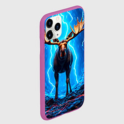 Чехол iPhone 11 Pro матовый Лось и молния, цвет: 3D-фиолетовый — фото 2