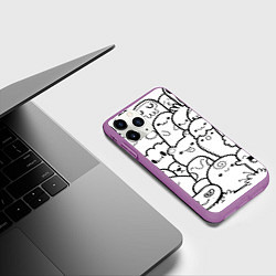 Чехол iPhone 11 Pro матовый Doodle monsters, цвет: 3D-фиолетовый — фото 2