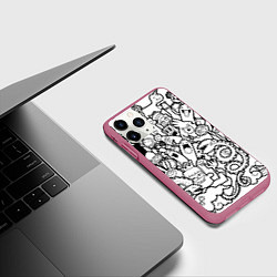 Чехол iPhone 11 Pro матовый Каляки маляки, цвет: 3D-малиновый — фото 2
