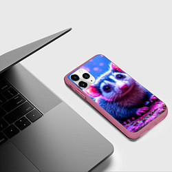 Чехол iPhone 11 Pro матовый Малыш опоссум, цвет: 3D-малиновый — фото 2