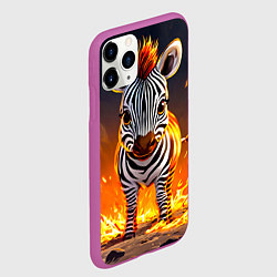 Чехол iPhone 11 Pro матовый Зебренок в огне, цвет: 3D-фиолетовый — фото 2