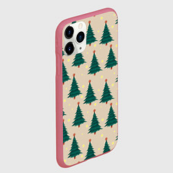 Чехол iPhone 11 Pro матовый Новогодняя ель, цвет: 3D-малиновый — фото 2