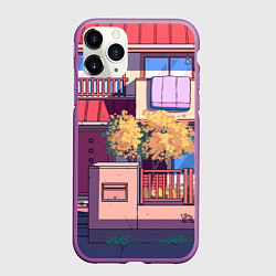 Чехол iPhone 11 Pro матовый Lo-fi японский стиль улица, цвет: 3D-фиолетовый