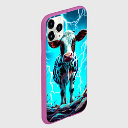 Чехол iPhone 11 Pro матовый Корова в разрядах молнии, цвет: 3D-фиолетовый — фото 2