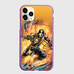 Чехол iPhone 11 Pro матовый Scorpion - Mortal Kombat, цвет: 3D-фиолетовый