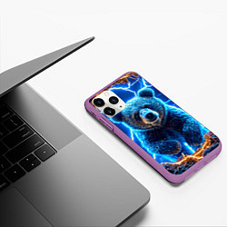 Чехол iPhone 11 Pro матовый Медведь и молния, цвет: 3D-фиолетовый — фото 2