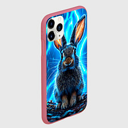Чехол iPhone 11 Pro матовый Заяц в разрядах молний, цвет: 3D-малиновый — фото 2