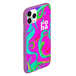 Чехол iPhone 11 Pro матовый Abstract floral pattern - aloha, цвет: 3D-фиолетовый — фото 2