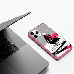 Чехол iPhone 11 Pro матовый Assassins Creed winter ninja, цвет: 3D-малиновый — фото 2