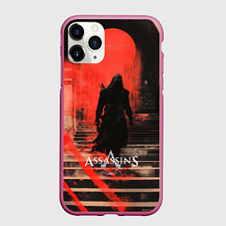 Чехол iPhone 11 Pro матовый Assassins Creed poster style, цвет: 3D-малиновый