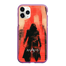 Чехол iPhone 11 Pro матовый Assassins Creed black ninja, цвет: 3D-фиолетовый